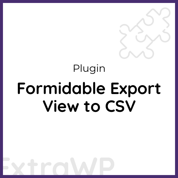 Formidable Export View to CSV
