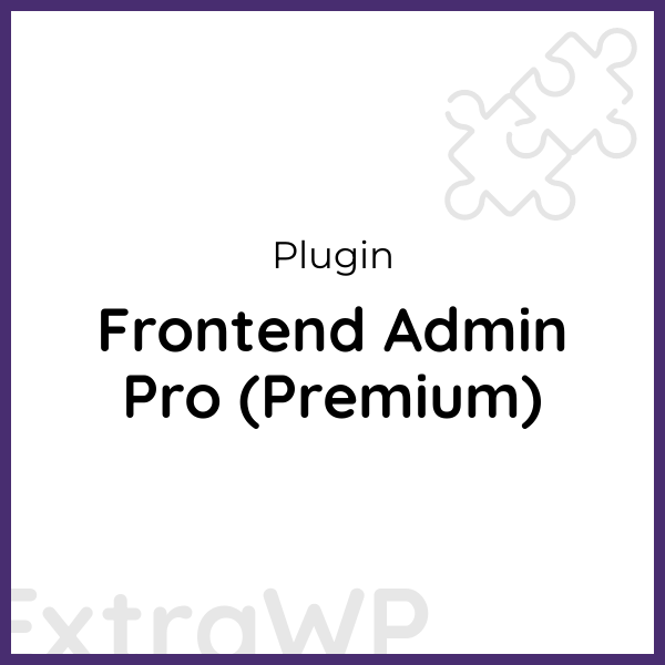 Frontend Admin Pro (Premium)