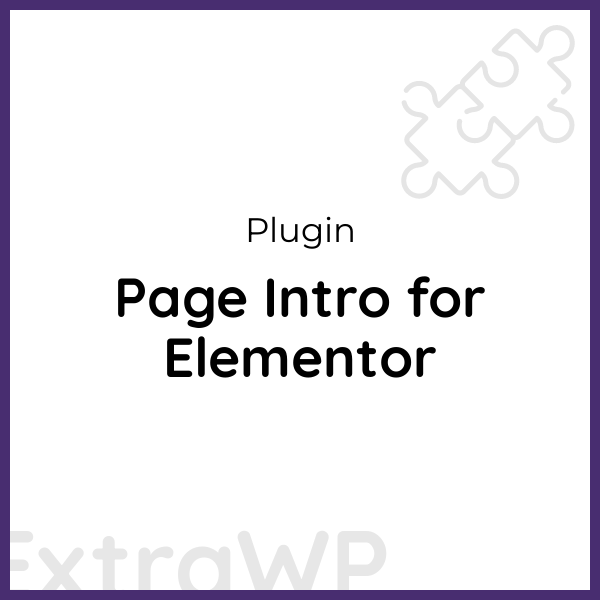 Page Intro for Elementor