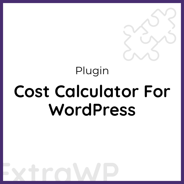 Cost Calculator For WordPress