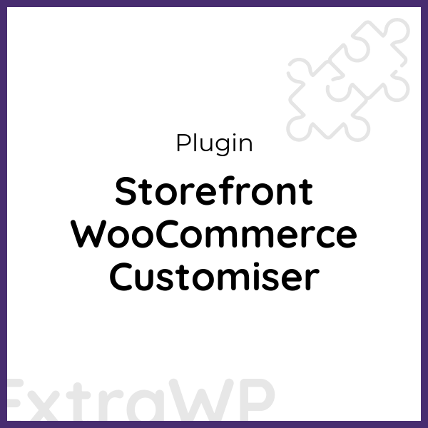 Storefront WooCommerce Customiser