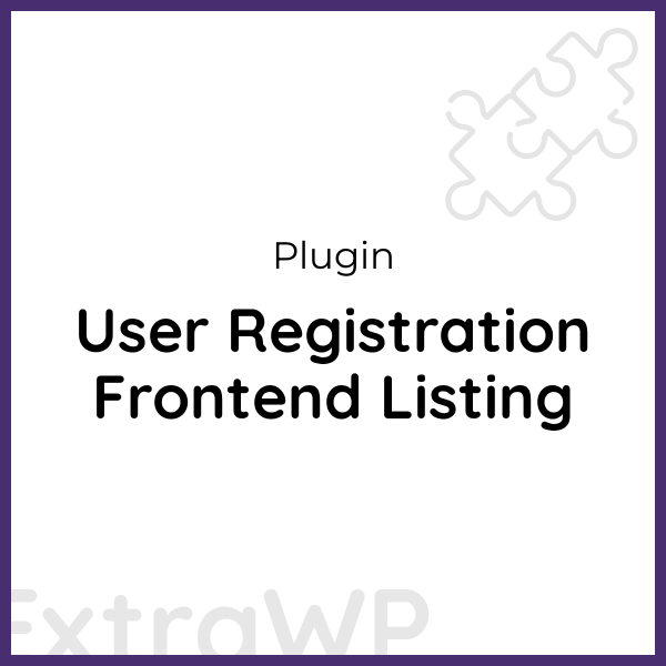 User Registration Frontend Listing